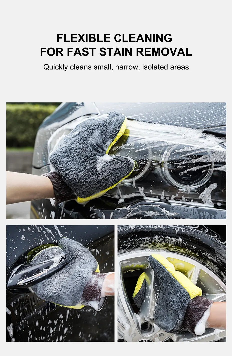 BACKUPMYFILESNOW® SEAMETAL microfiber car washing glove, double-faced coral fleece for detailed cleaning and car care.