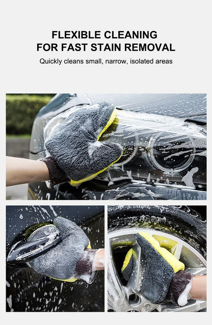 BACKUPMYFILESNOW® SEAMETAL microfiber car washing glove, double-faced coral fleece for detailed cleaning and car care.