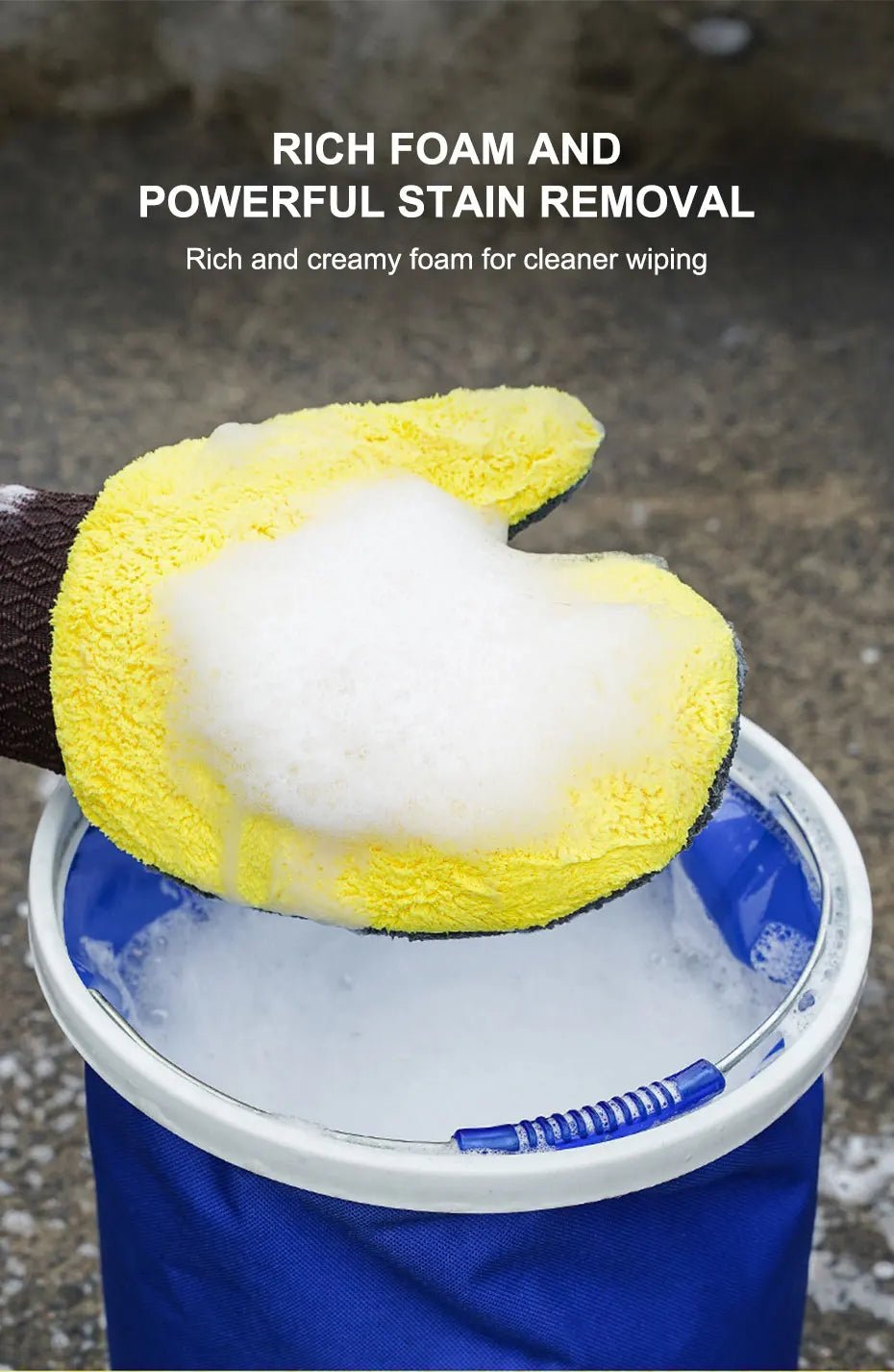 Seametal microfiber car washing glove with double-faced coral fleece for gentle, thorough vehicle cleaning and detailing.
