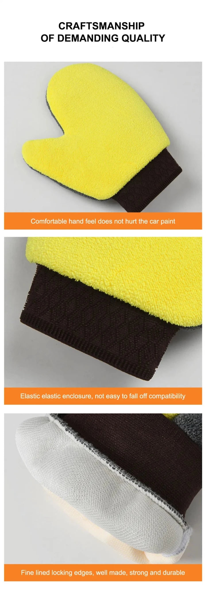 SEAMETAL microfiber car washing glove with double-faced coral fleece, ideal for car detailing and cleaning.