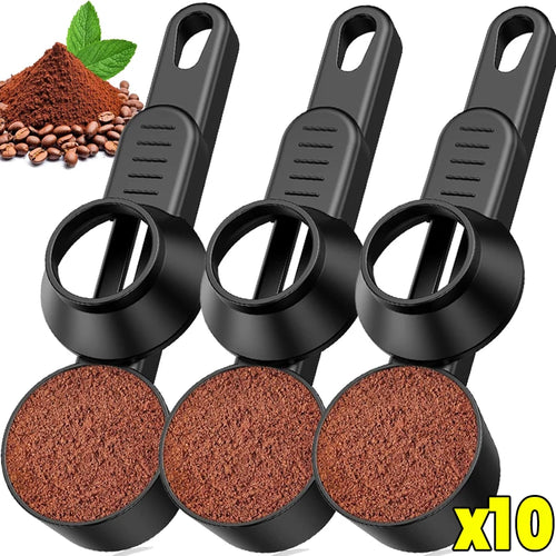 White sliding leakproof coffee scoop with large capacity, ideal for measuring coffee, protein, or milk powder in home kitchen.