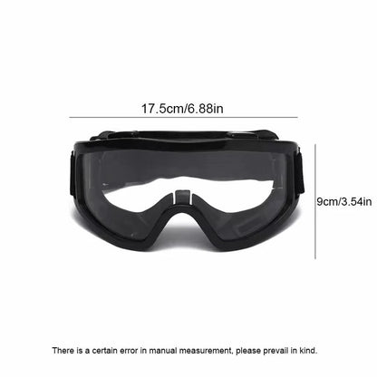 Clear anti-fog safety glasses by BACKUPMYFILESNOW.COM® with adjustable fit, UV protection, ideal for work, riding, skiing, and sports.