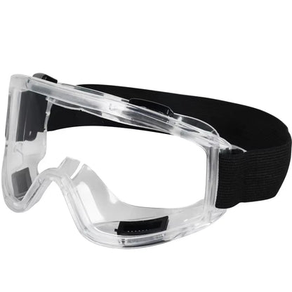 Clear anti-fog safety glasses by BACKUPMYFILESNOW.COM® with adjustable fit, UV protection, ideal for work, riding, skiing, and sports.