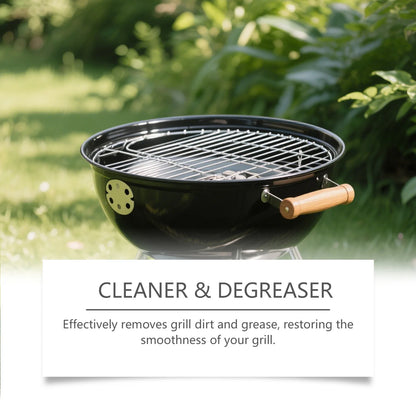 Heavy-duty BBQ grill cleaner and degreaser spray by BACKUPMYFILESNOW.COM® for removing grease and stains from barbecues and kitchen surfaces.