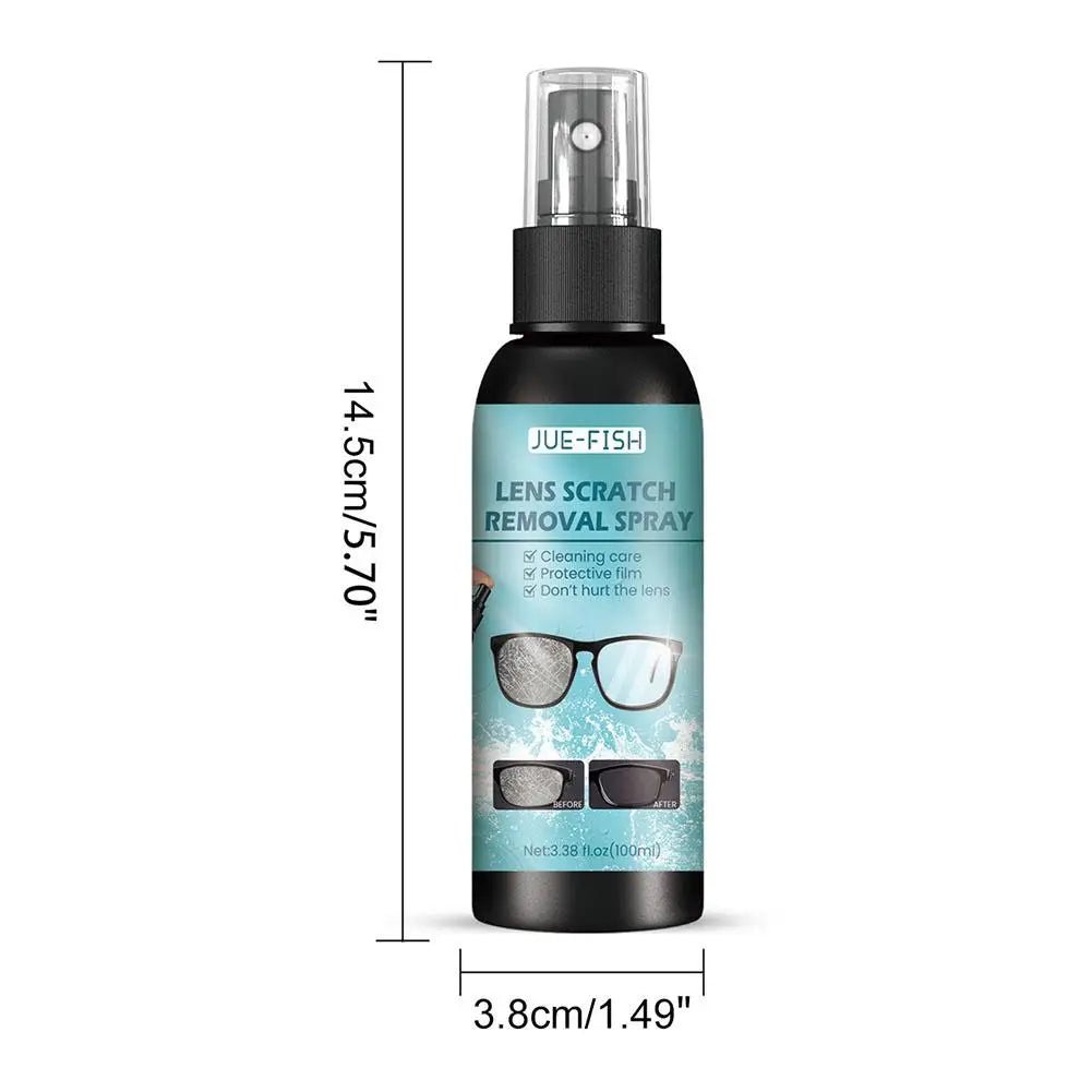 BACKUPMYFILESNOW® glass and lens cleaner spray for sunglasses and eyeglasses, designed to remove scratches and clean high-concentration lenses.