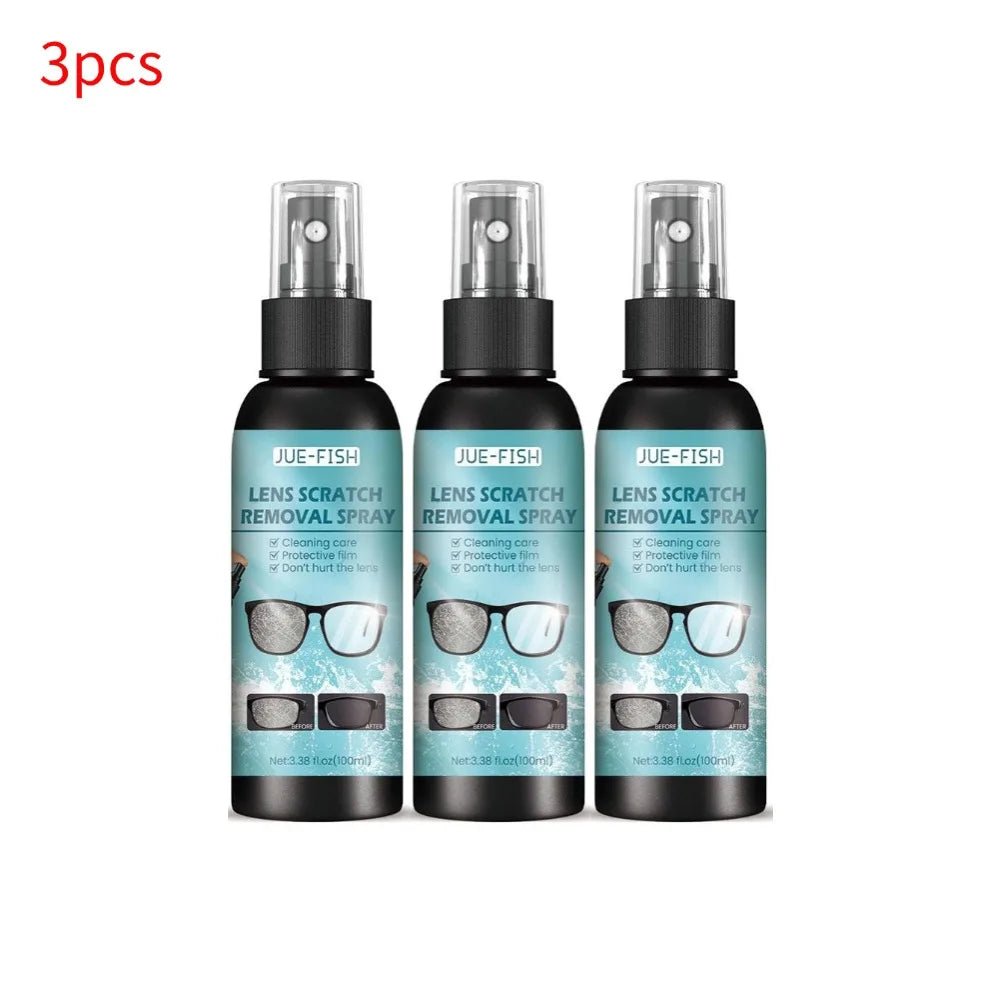 BackupMyFilesNow® glass cleaner and lens spray for sunglasses and eyeglasses, designed to remove scratches and clean lenses effectively.