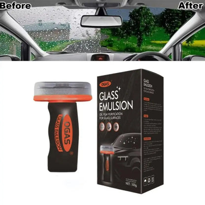 Heavy degreasing cleaning paste for car glass, removes stains from front windshield and rearview mirror efficiently.