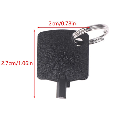 Synology NAS drive bay key for DS923+, DS920+, DS1621+, DS1821+ from BackupMyFilesNow.com, securing data access and storage.