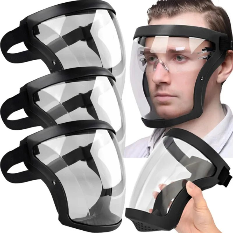 Full face safety goggles and protective mask by BACKUPMYFILESNOW.COM, anti-splash dust mask for men and women.