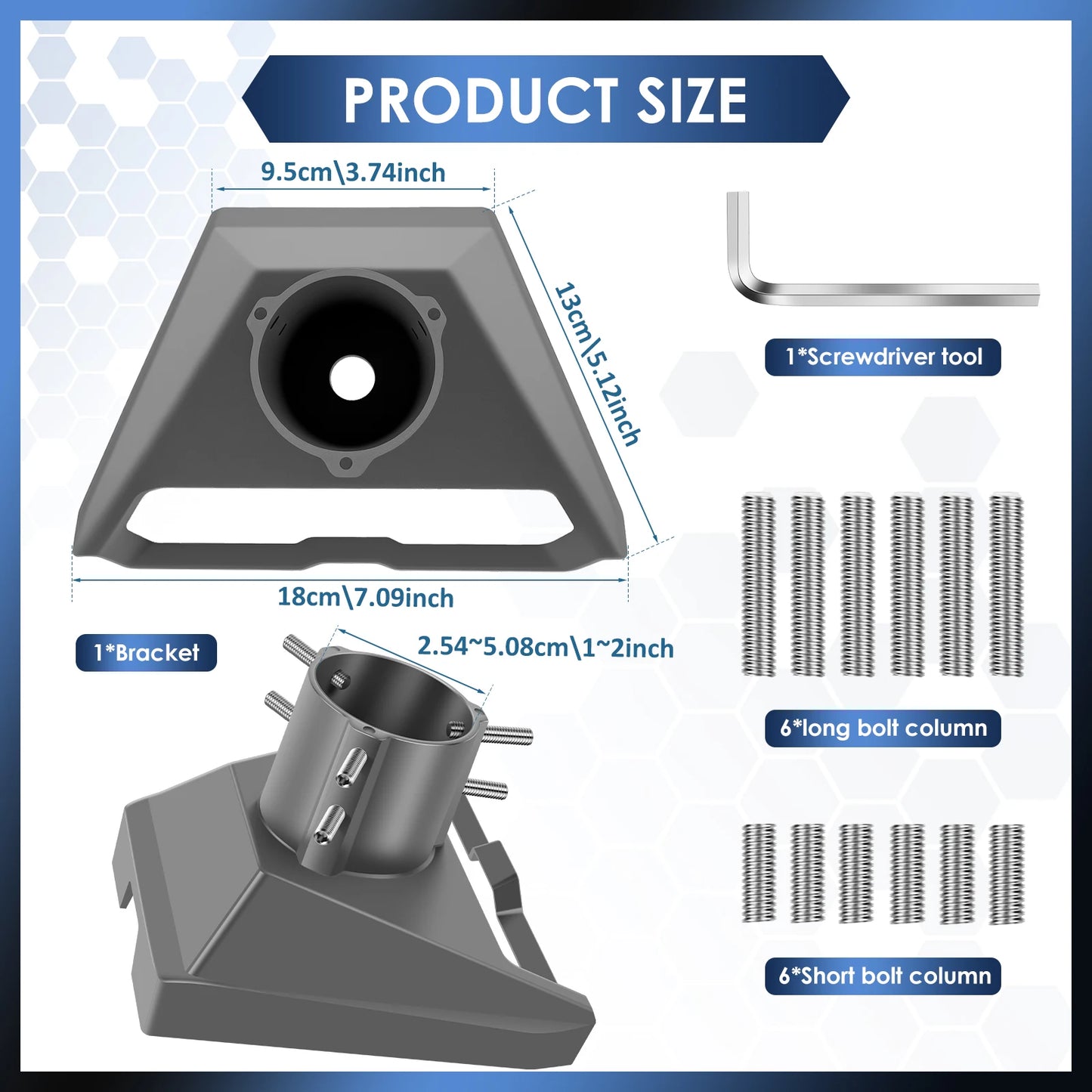 Aluminum alloy Starlink Gen 3 pipe adapter mounting kit on 1-2 inch pole, roof bracket and mount plate for satellite dish installation