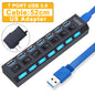 BackupMyFilesNow USB 3.0 and 2.0 multi-port USB hub with 4 or 7 ports, power adapter, and switch for PC accessories.