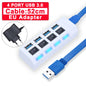 BackupMyFilesNow 7-port USB 3.0 hub with power adapter, multi USB splitter, and switch for PC accessories and data transfer.