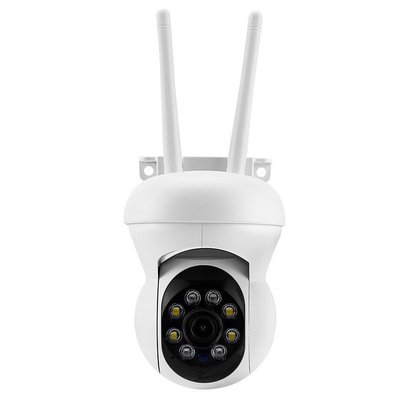 Wireless indoor security camera with smart WiFi, compact design, and high-definition lens for home surveillance.