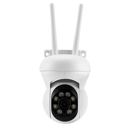 Wireless indoor security camera with smart WiFi, compact design, and high-definition lens for home surveillance.
