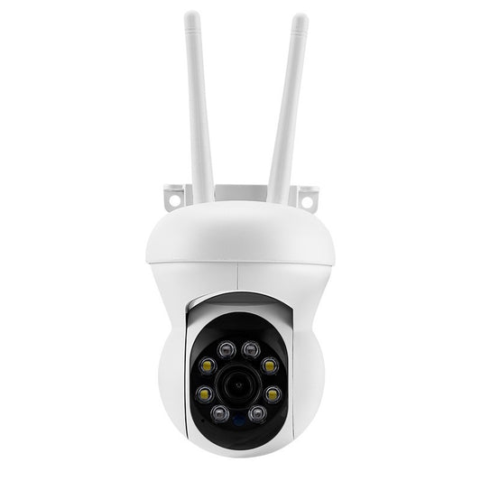 Wireless indoor security camera with smart WiFi, compact design, and high-definition lens for home surveillance.