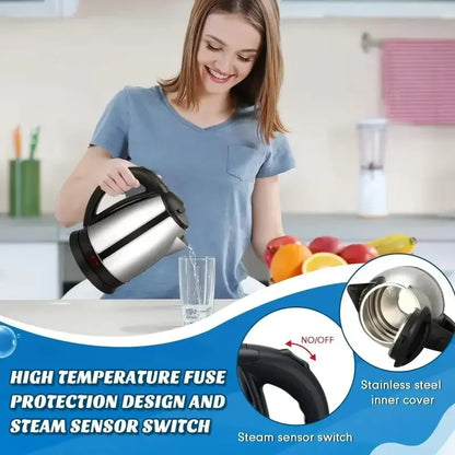 Stainless steel 2L electric kettle from BackupMyFilesNow.com with fast boiling for tea and coffee, 220V.