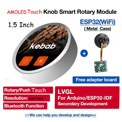 BackupMyFilesNow 2.1-inch ESP32 LVGL circular push knob IPS LCD module with touch display for Arduino smart home projects
