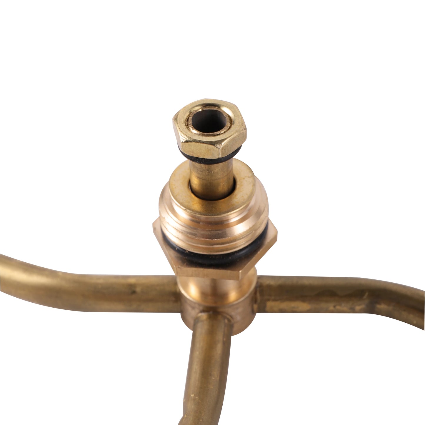 Brass rotating lawn sprinkler with 2/3/4 arms, 360-degree automatic water spray for garden and flower bed irrigation.