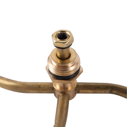 Brass rotating lawn sprinkler with 2/3/4 arms, 360-degree automatic water spray for garden and flower bed irrigation.