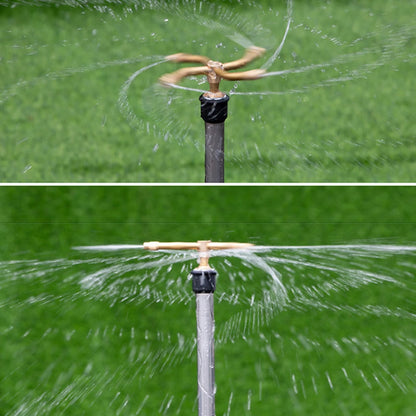 2/3/4 arm brass rotating sprinkler with 360° automatic spray, ideal for lawn, garden, flower beds, and agriculture watering.