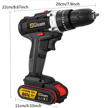 21V cordless impact drill and screwdriver from BackupMyFilesNow.com, featuring lithium-ion battery and compact design.