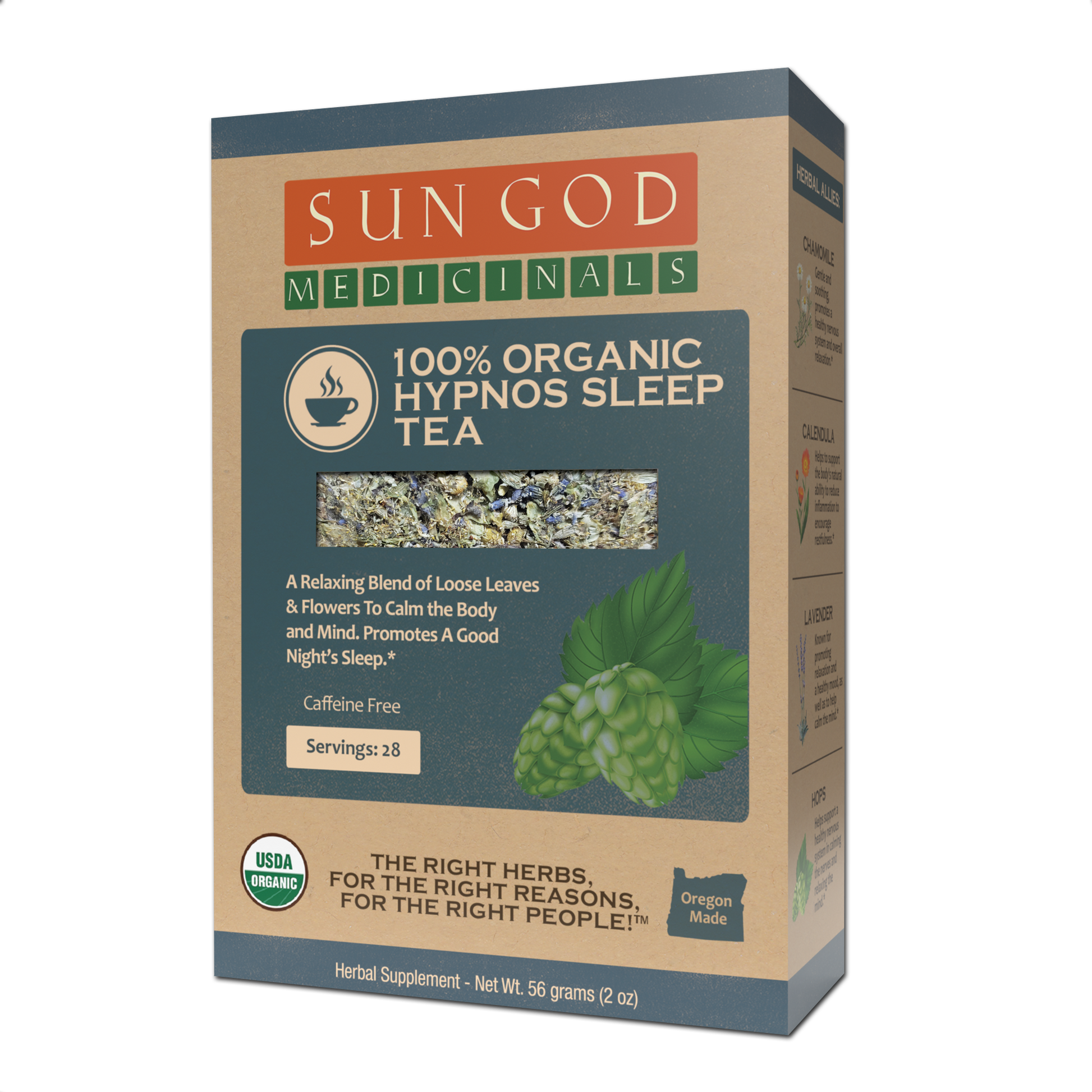Organic Hypnos Sleep Herbal Tea by BACKUPMYFILESNOW.COM® in a 2 oz package, featuring herbal ingredients for relaxing bedtime tea.