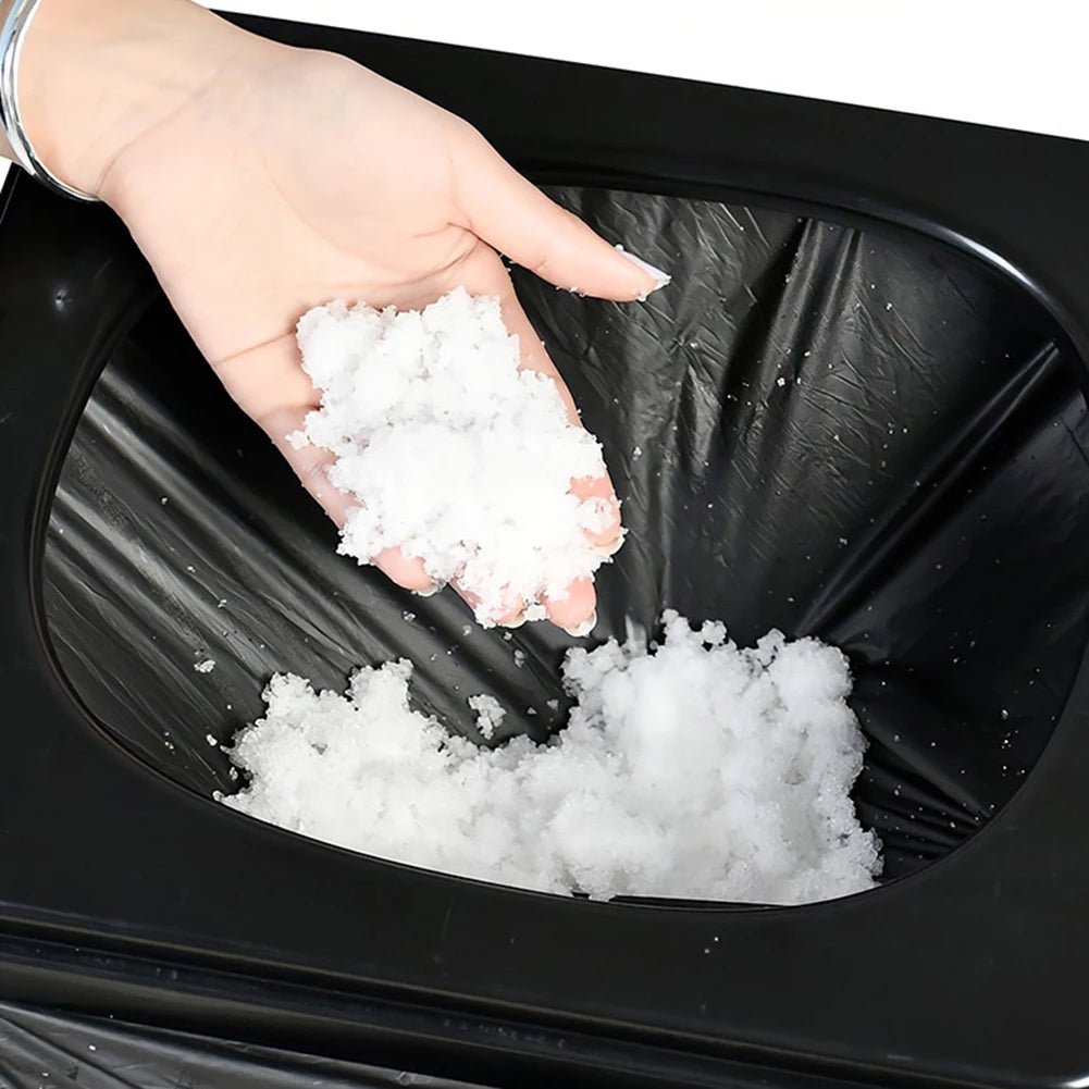 Portable car toilet and trash can by BACKUPMYFILESNOW.COM®, foldable, suitable for outdoor camping, travel, and emergency use.