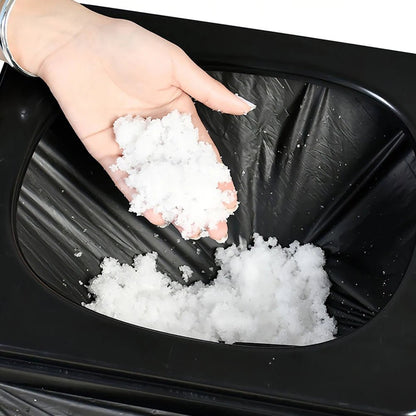 Portable car toilet and trash can by BACKUPMYFILESNOW.COM®, foldable, suitable for outdoor camping, travel, and emergency use.