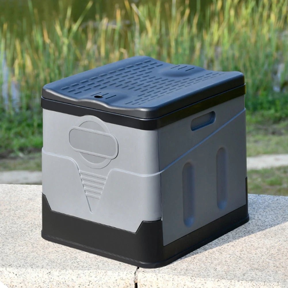 Portable car toilet bucket and trash can for travel, camping, and outdoor use, with folding design for emergencies and self-driving trips.
