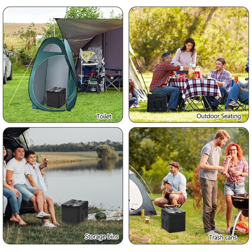 Portable car toilet bucket and trash can, foldable design for outdoor camping, travel, and emergency use, by BACKUPMYFILESNOW.COM®.