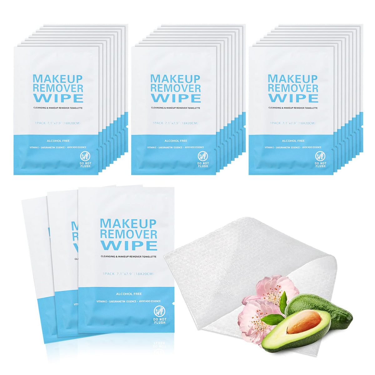 BackupMyFilesNow.com® makeup remover wet wipes, individually wrapped, 200-pack for quick face cleansing during travel and large events.