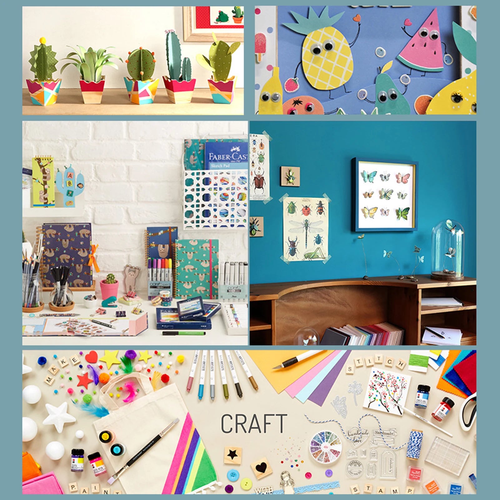 DIY arts and crafts supplies kit with 2000+ pieces, colorful craft materials in a carrying box for creative activities and educational projects.