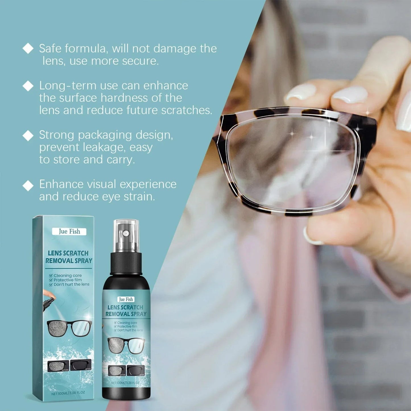 BackupMyFilesNow® glasses cleaning solution spray for lenses and water eye glasses, suitable for all ages, 200ml and 100ml bottles.