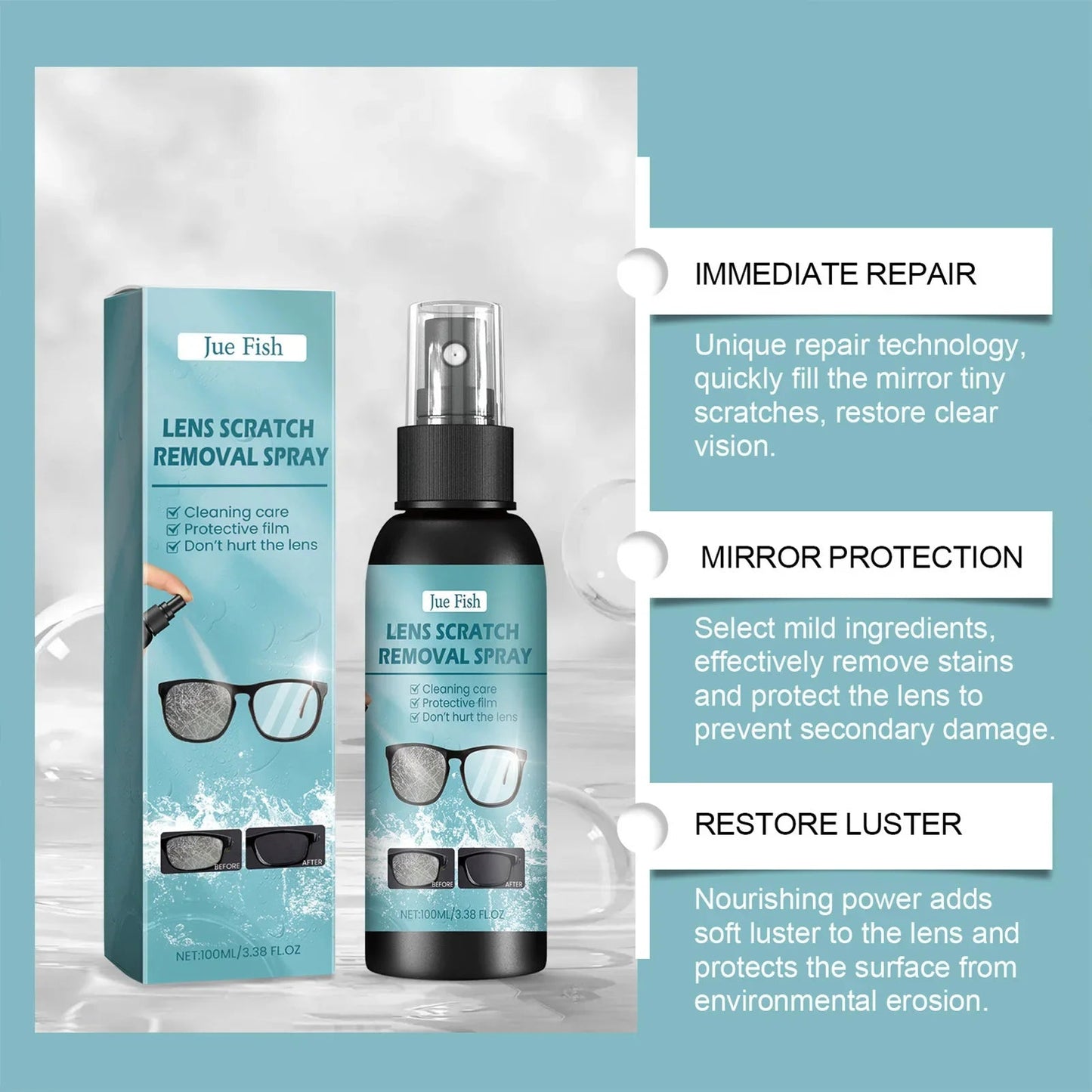 BackupMyFilesNow® glasses cleaning solution spray, 100ml or 200ml, for cleaning eye lenses and glasses at all ages.