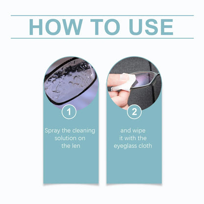 BackupMyFilesNow® glasses cleaning solution spray with water eye lenses cleaner, suitable for all ages, in 200ml and 100ml bottles.