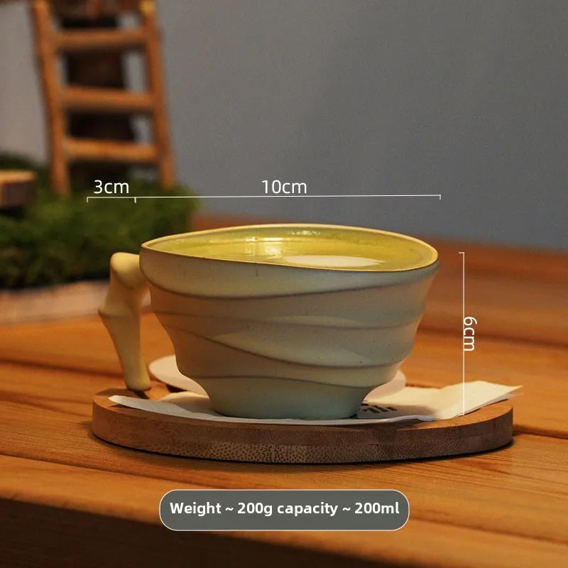 Vintage bamboo ceramic coffee mug by BackupMyFilesNow.com, featuring a high-end Japanese-inspired design and creative craftsmanship.