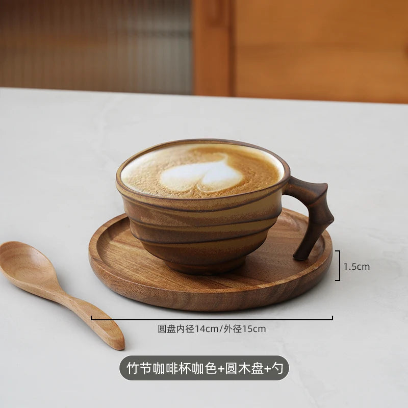 Vintage bamboo ceramic coffee mug by BackupMyFilesNow.com, high-end Japanese-style creative 200ml niche ceramic cup