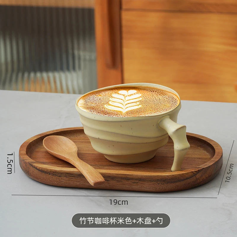 Vintage bamboo ceramic coffee mug by BackupMyFilesNow.com, showcasing a high-end Japanese-inspired design and creative craftsmanship.