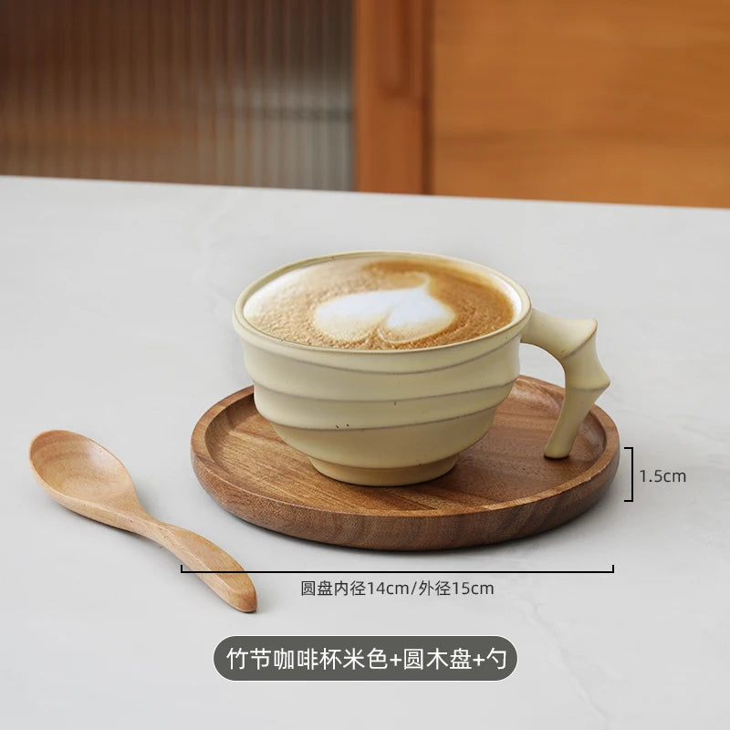 Vintage bamboo ceramic coffee mug by BackupMyFilesNow.com, featuring a high-end Japanese-inspired design and creative craftsmanship.