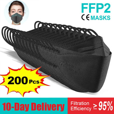 Black FFP2 fish mask and KN95 face masks for adults, certified and homologated, in multiple colors, by BackupMyFilesNow.com.