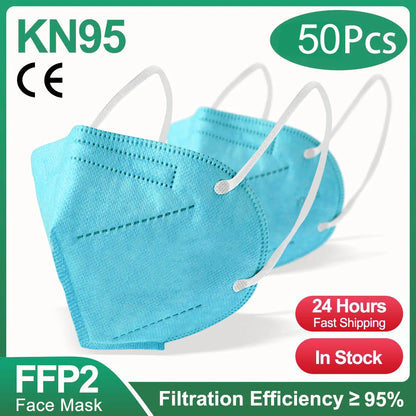 Black KN95 FFP2 face masks, 10-200 pack, CE certified, 5-layer non-woven adult masks, reusable KN95 masks for protection.