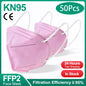 Black KN95 FFP2 face masks, 10-200 pack, CE certified, 5-layer non-woven reusable masks for adults, provides effective filtration.