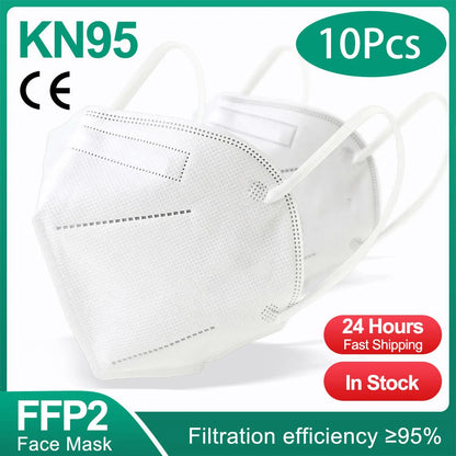 Black KN95 FFP2 face masks, 10-200 pack, CE certified, 5-layer non-woven adult masks, reusable protective masks.