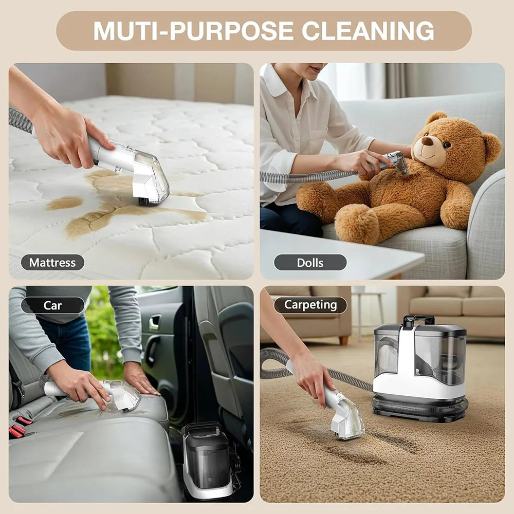 BackupMyFileSNOW® 2026 professional small wet and dry vacuum cleaner for sofa and carpet cleaning, fabric washing, and spot removal.