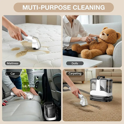 BackupMyFileSNOW® 2026 professional small wet and dry vacuum cleaner for sofa and carpet cleaning, fabric washing, and spot removal.