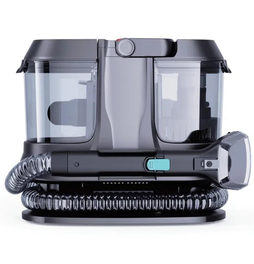 BackupMyFilesNow® electric wet and dry carpet cleaner with removable water tank, black, for household, hotel, car, and RV use.