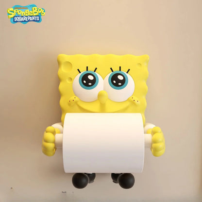 Colorful cartoon sponge coreless toilet paper roll holder and kitchen paper towel dispenser with personalized decorative design.