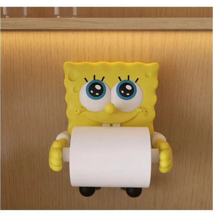 Cartoon-themed sponge coreless toilet paper roll holder and paper towel dispenser for bathroom or kitchen decor.