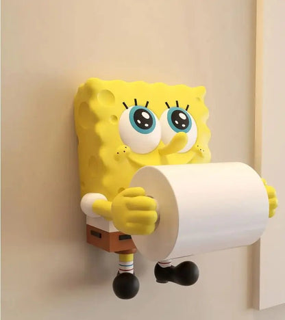 BackupMyFilesNow® cartoon sponge coreless toilet paper roll holder and paper towel dispenser, decorative home ornament for bathroom or kitchen