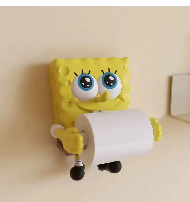 Cartoon-themed sponge coreless toilet paper roll holder and paper towel dispenser for bathroom or kitchen decor.